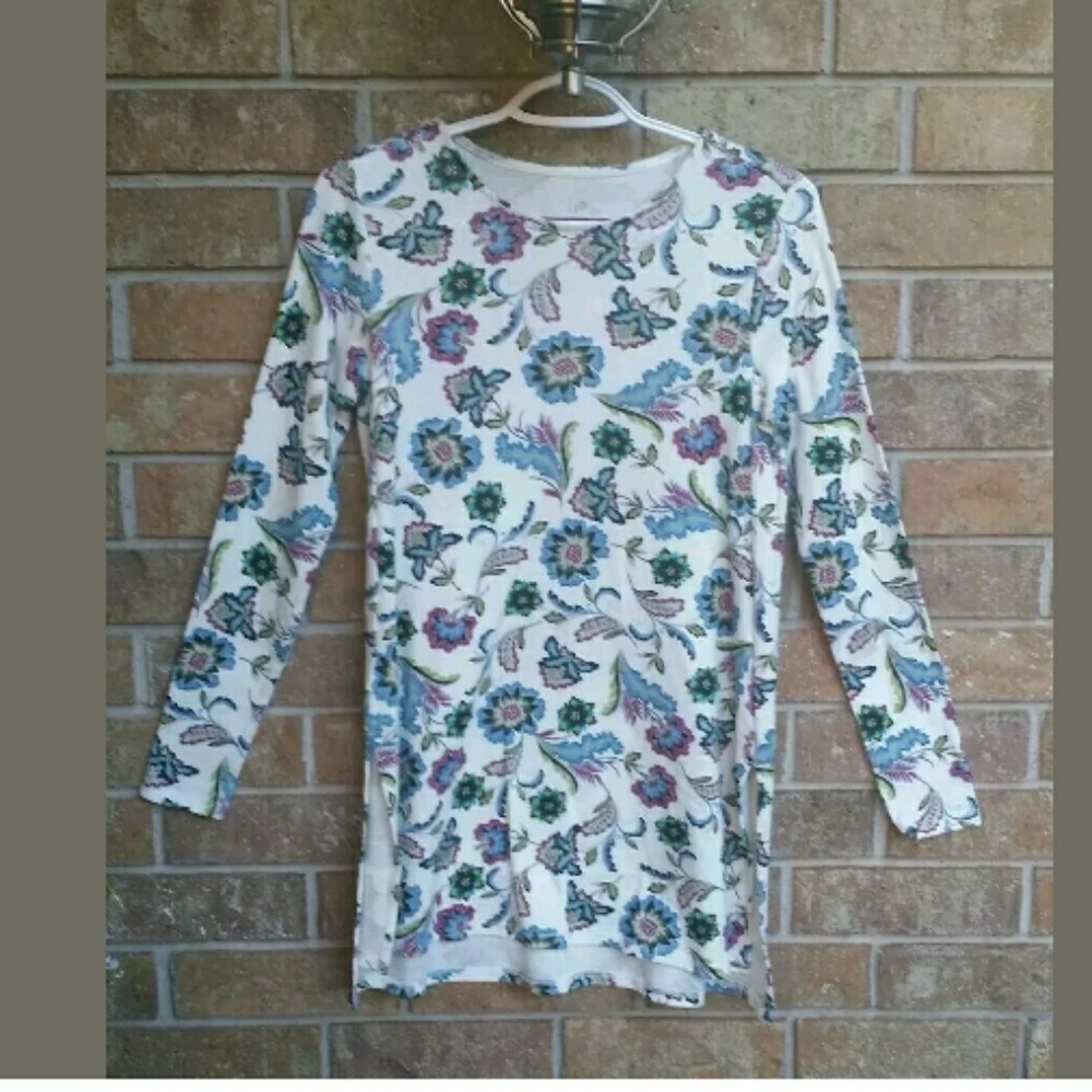 White Chinoiserie Garden Tunic Pima cotton XS